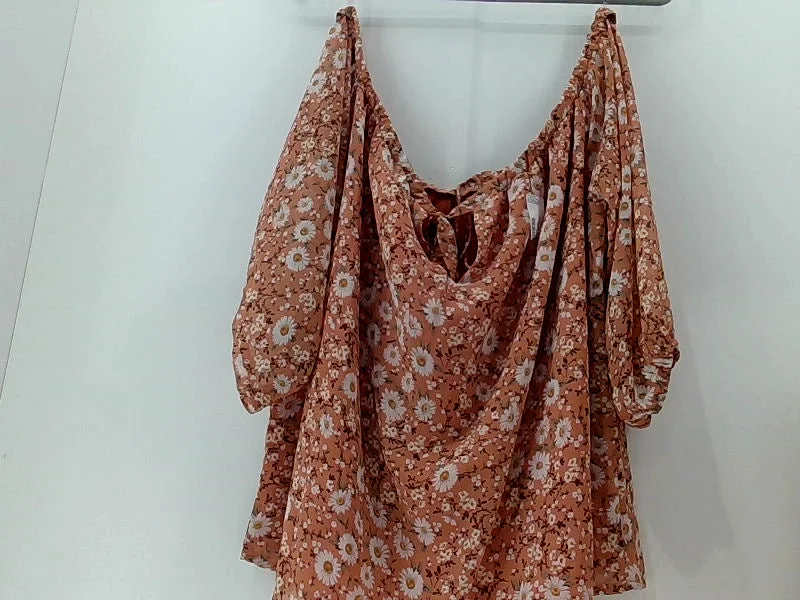 Floral Women's Off-Shoulder Blouse - Large Puff Sleeve Blouse