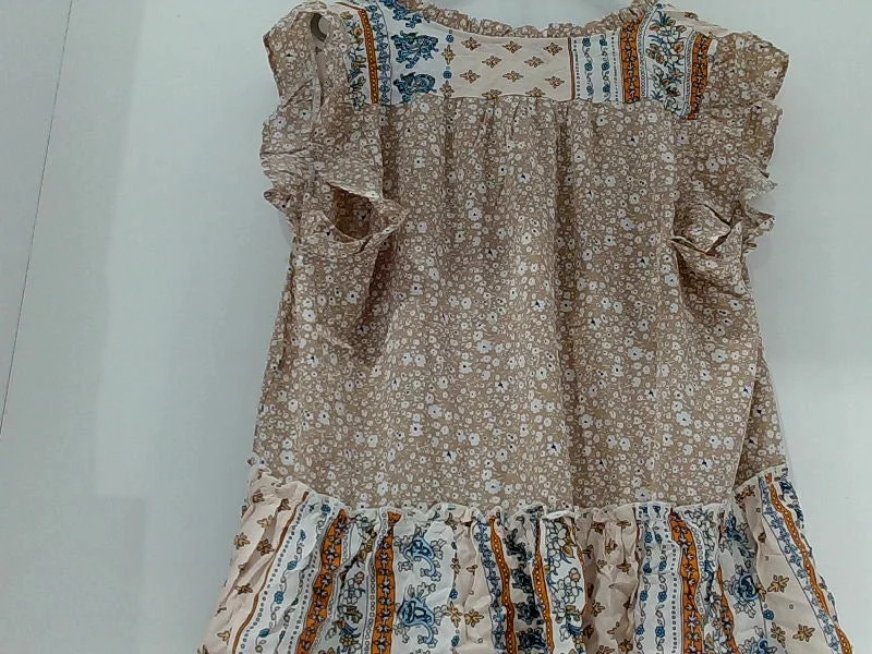 Floral Ruffled Blouse Multicolor XLarge Embellished Collar Blouse