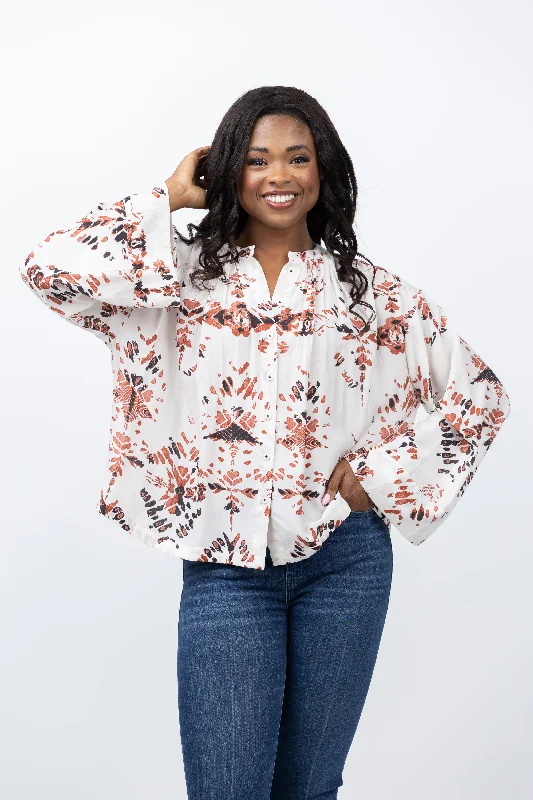 Maria Cher Ceibo Nage Blouse in Bordeaux Shibor Office-Ready Blouse