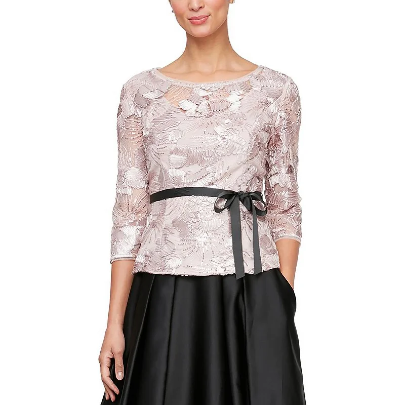 Womens Soutache Embroidered Blouse Soft Knit Blouse