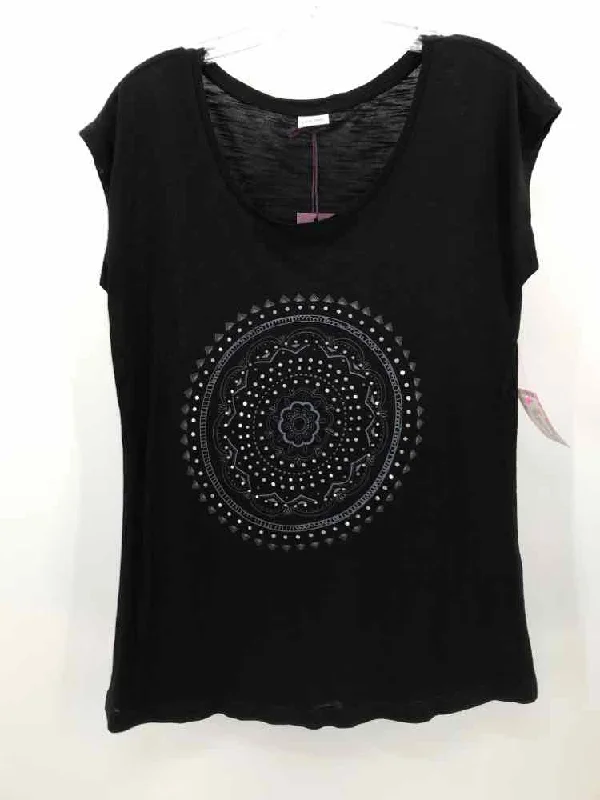 Pre-Owned Lascana Black Size 4/6 Graphic T-shirt-- Mesh Canvas Denim