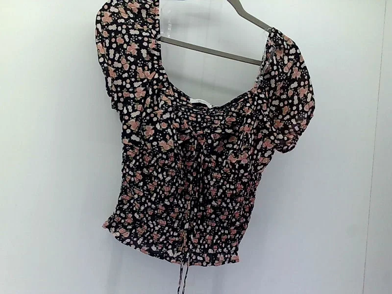 Activeusa Women's Floral Blouse Size Large Vintage Polka Blouse