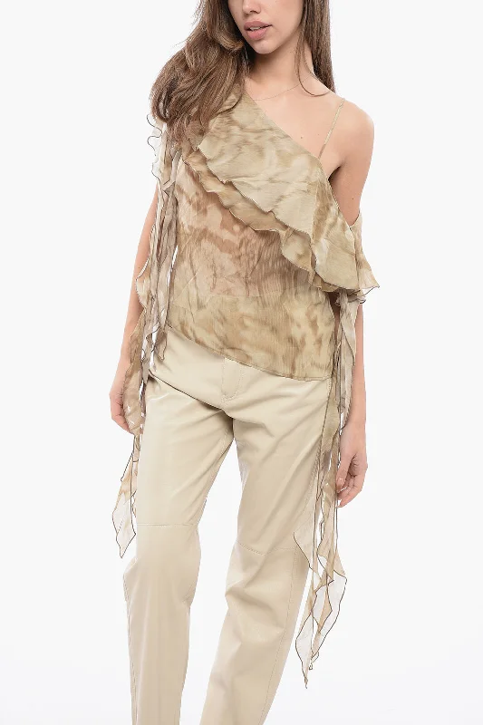 Blumarine One-Shoulder Asymmetrical Cut Blouse Chic Square Blouse