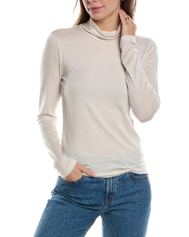 James Perse Turtleneck Cashmere-Blend T-Shirt-- Jersey Fabric Tulle Fabric Batik Fabric