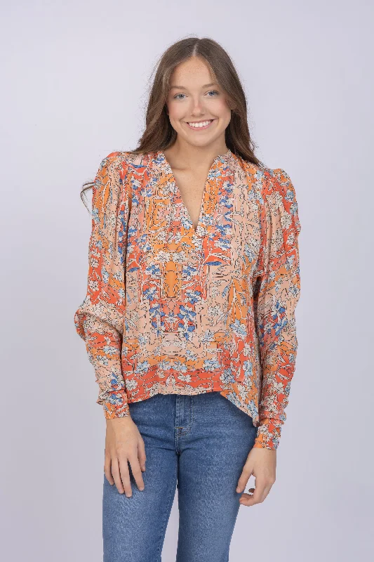 Maria Cher Zapala Cora Blouse In Mix 2 Feminine Ruffle Blouse