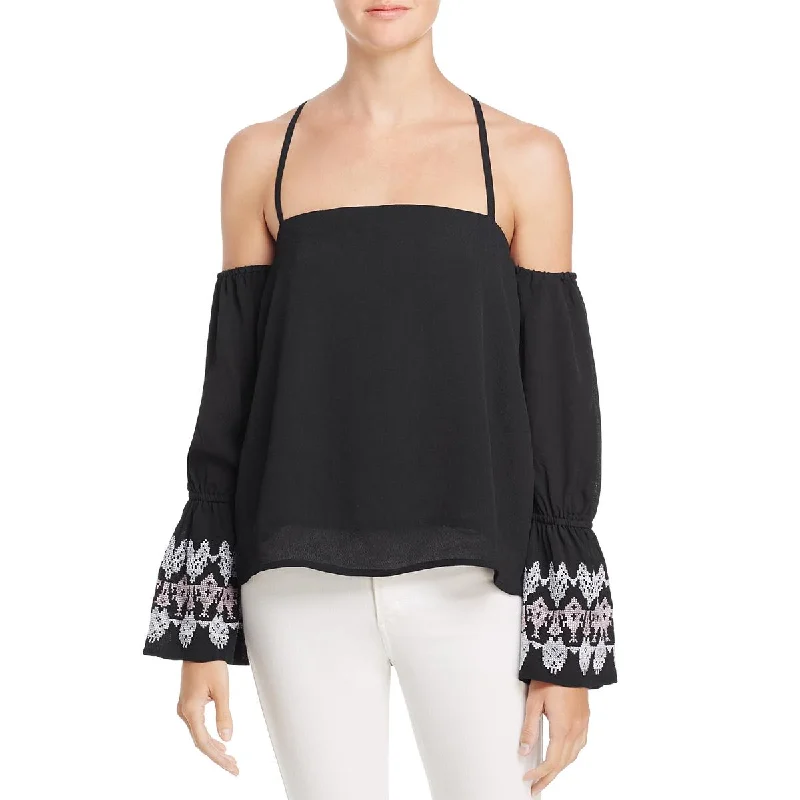 Womens Off-The-Shoulder Bell Sleeve Blouse Short Sleeve Blouse