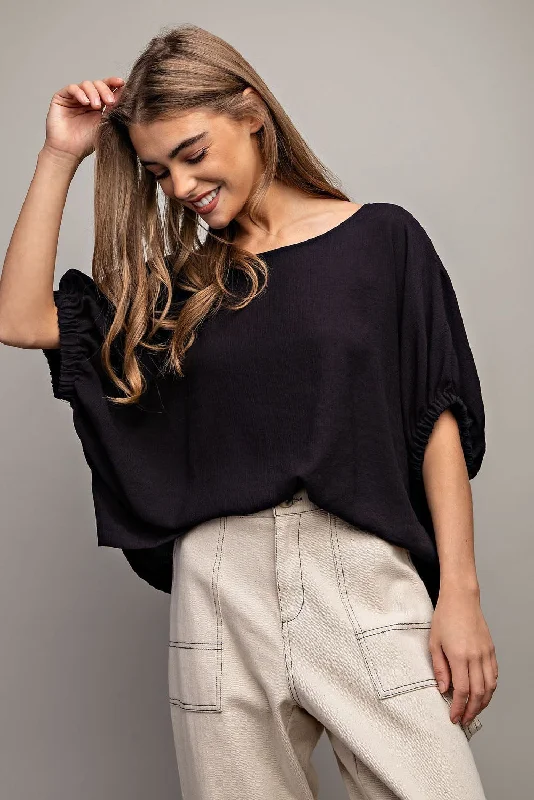 Ladies EESOME ELASTIC SLEEVE BLOUSE TOP - TK9526 Sweetheart Neck Blouse
