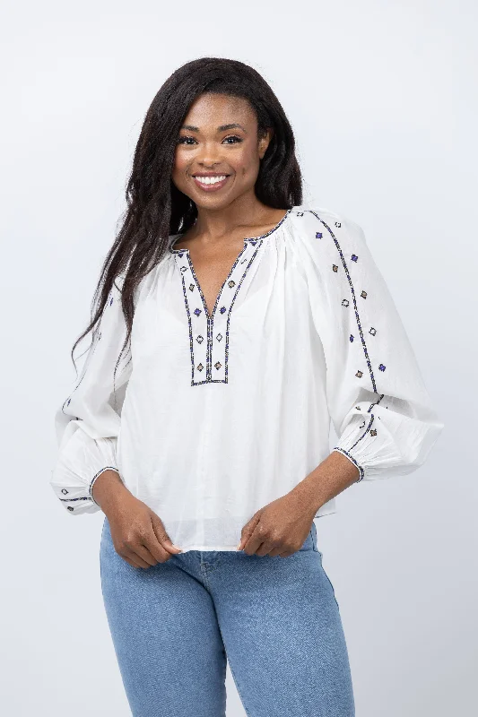 Velvet Tina Blouse in White Sleeveless Summer Blouse