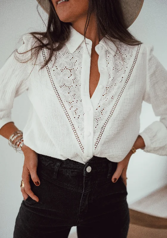 Ecru Tango Blouse Textured Cotton Blouse
