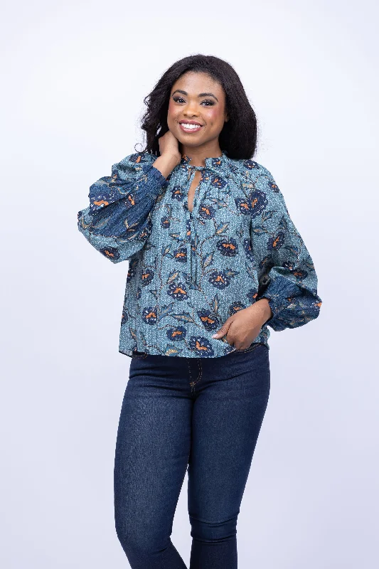 Ulla Johnson Kaitlyn Blouse in Cornflower Elegant Semi-Sheer Blouse