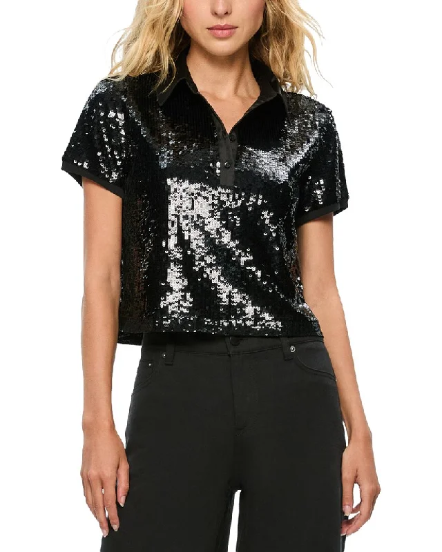 Alice + Olivia Kit Sequin Shirt-- Thin T-Shirt Open Front Quick Dry