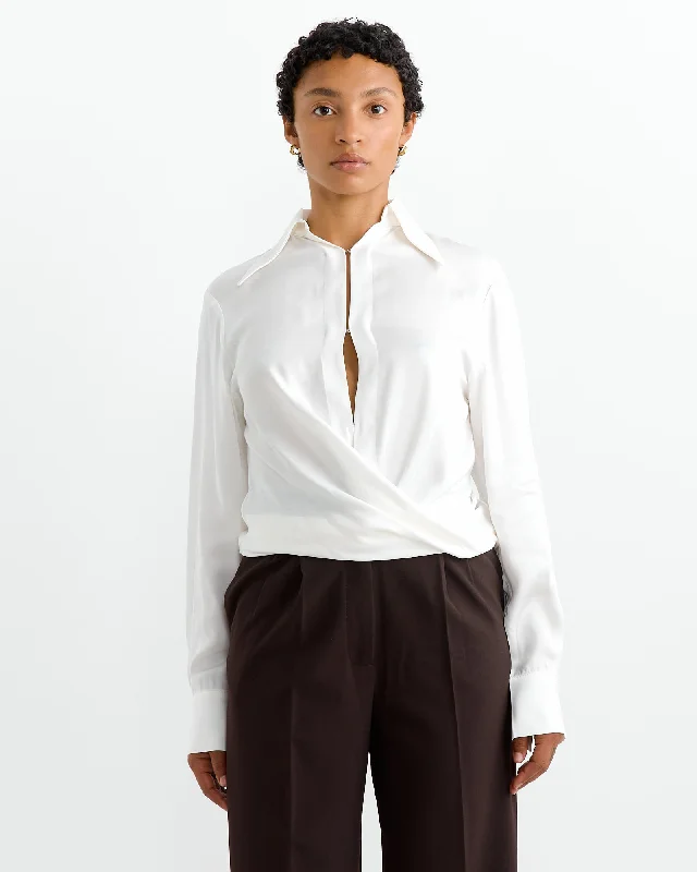 Lewis Blouse in Pearl Silky Tunic Blouse