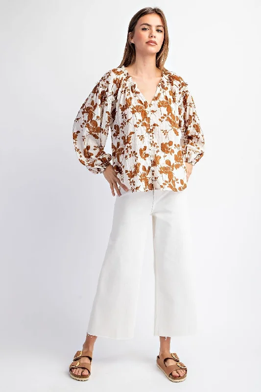 Ladies EESOME Floral Printed Crinkle Long Sleeve Blouse - TK11160 Chic Sleeveless Blouse Ladies EESOME Floral Printed Crinkle Long Sleeve Blouse - TK11160 Chic Sleeveless Blouse