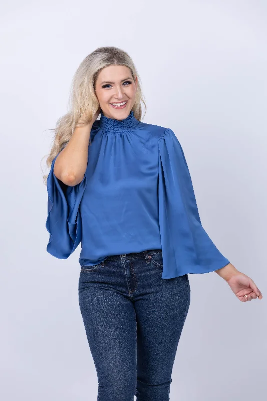 Ramy Brook Ella Blouse in True Blue Smart Casual Blouse