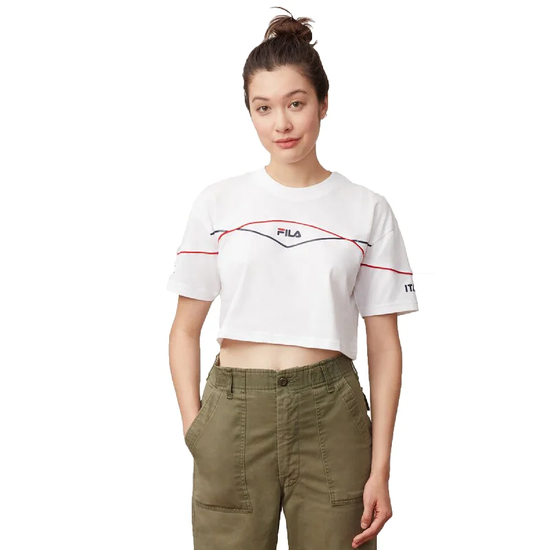 Fila Kana Women's Crop T-Shirt White-Peacoat-Red-- Modern Contemporary Chic