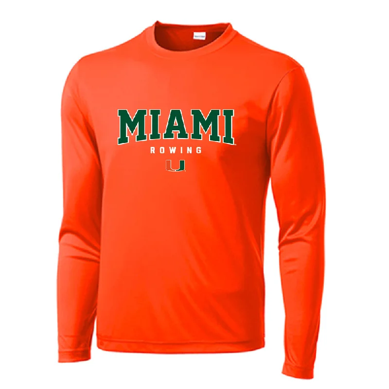 Miami - NCAA Women's Rowing : Peyton Hulsewe - Activewear Long Sleeve T-Shirt-- Ribbed Striped Patterned