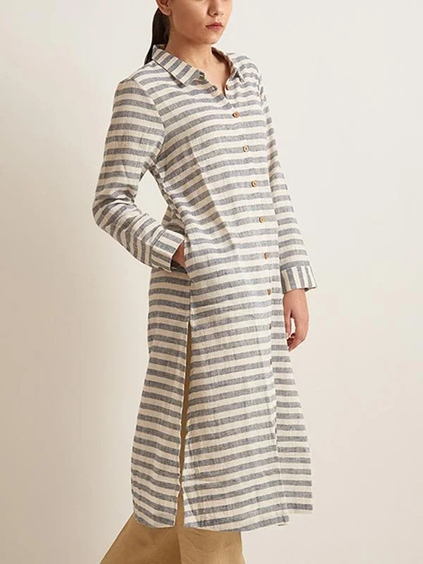 Striped Shirt Tunic Offwhite and Grey-- Beaded Sequined Faux Fur
