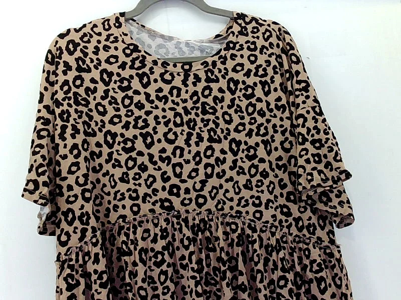 Tasamo Leopard Print Peplum Blouse XLarge Satin Drape Blouse