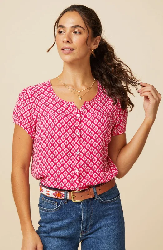 Lisbon Shirt | Cerise/Pink-- Chenille Brocade Lace