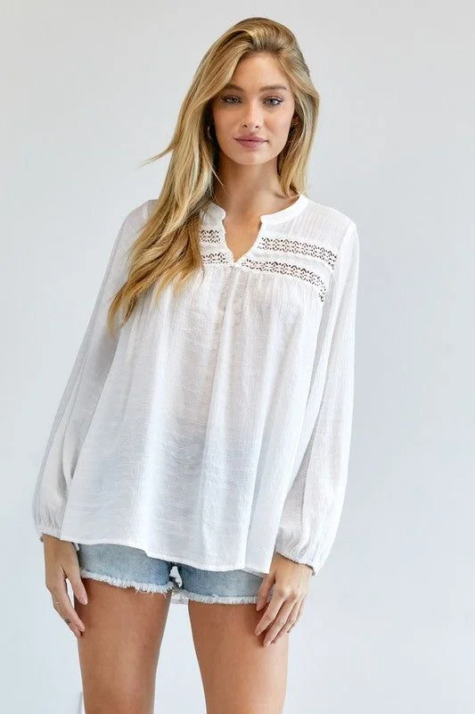 Davi & Dani | Solid V Neck Blouse Top Feminine Satin Blouse