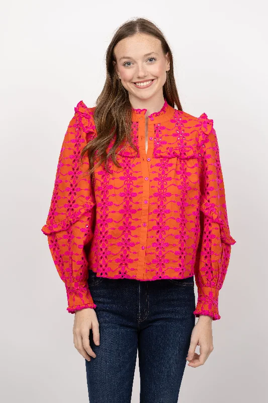 Love The Label Wylie Blouse in Brewster Eyelet Pastel Color Blouse