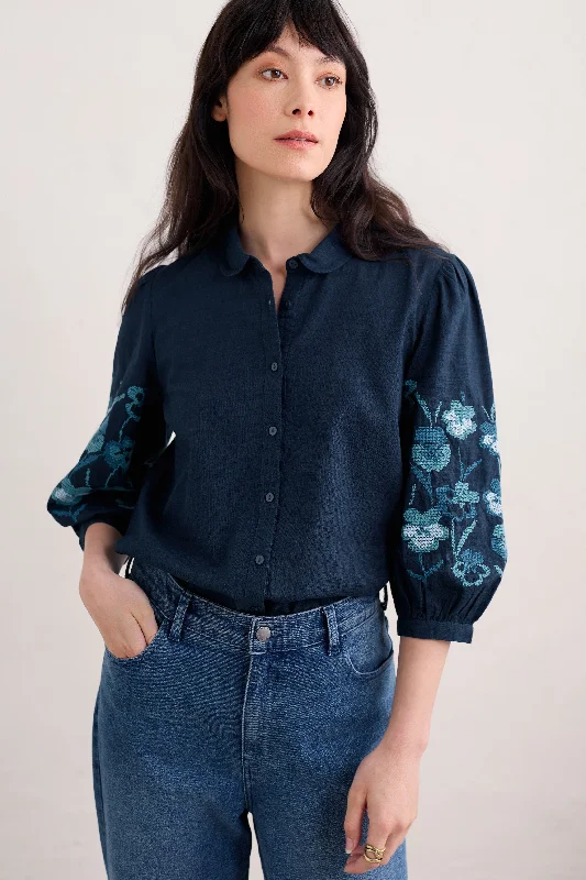 Seasalt Hope Cottage Blouse II in Maritime Wrap Front Blouse