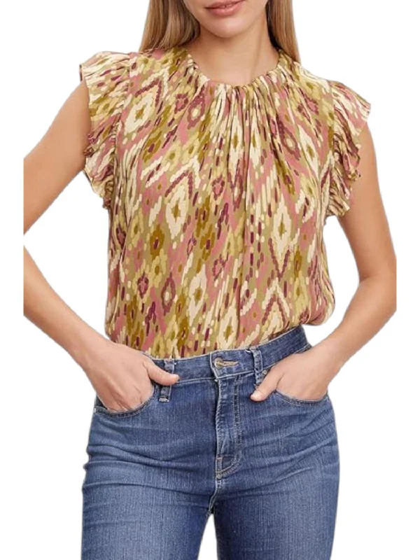 Adara Flutter Blouse In Grecian Feminine Pastel Blouse