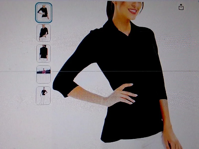 Moheen Women's 3/4 Sleeve Black Blouse 2XLarge Polished Work Blouse