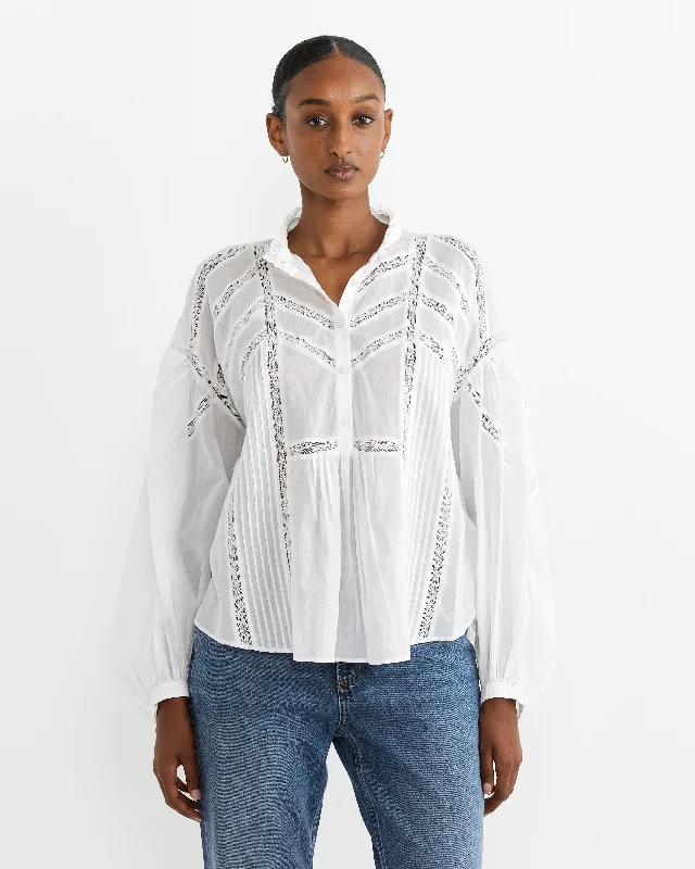 Gelma Blouse in White Playful Puff Blouse