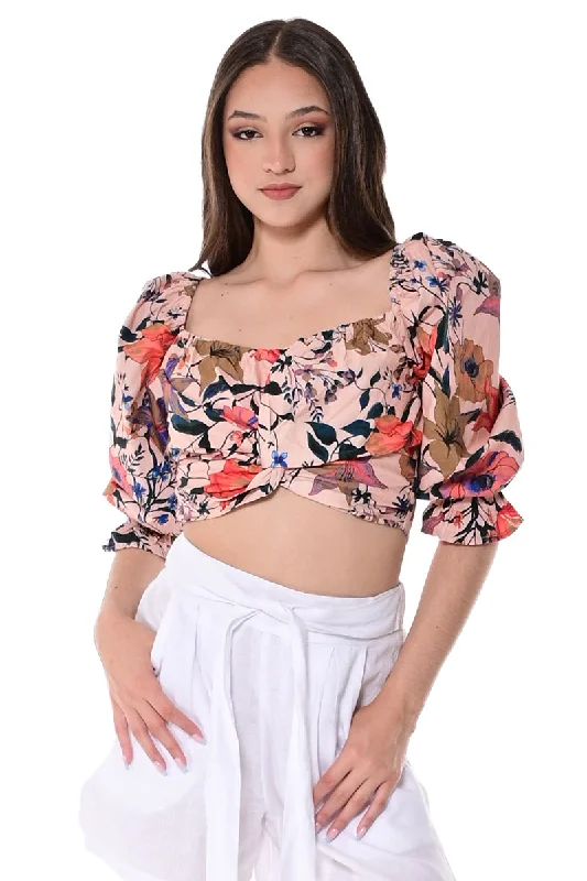 AZUCAR LADIES PRINTED BLOUSE 3/4 SLEEVES PEACH COLOR - LCB1710 Modern Oversized Blouse AZUCAR LADIES PRINTED BLOUSE 3/4 SLEEVES PEACH COLOR - LCB1710 Modern Oversized Blouse