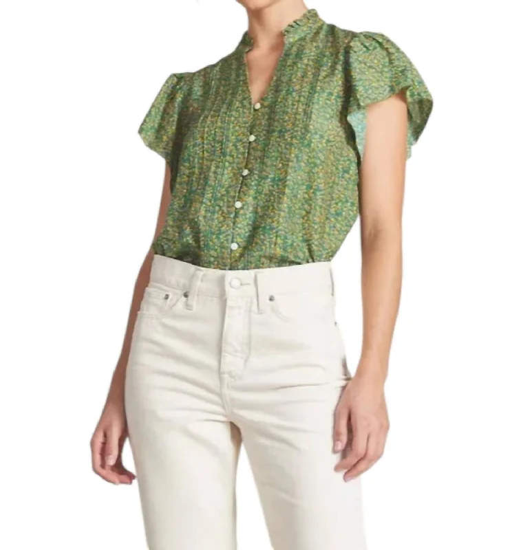 Cate Blouse In Prado Ditsy Gathered Detail Blouse