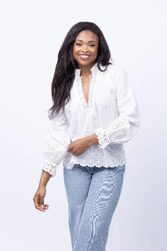 Ulla Johnson Alora Blouse in Cowire Slim Fit Blouse