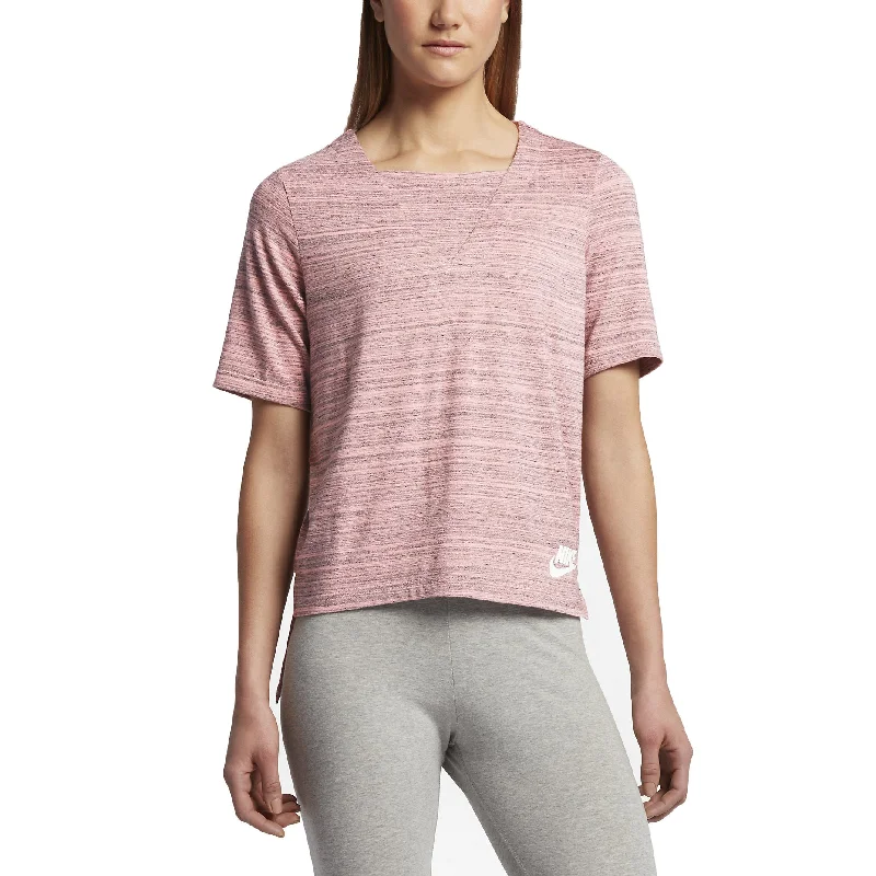 Nike Sportswear Advance 15 Women's Shortsleeve T-Shirt Bright Merlon/White-- Hooded Caped Shawl Collar