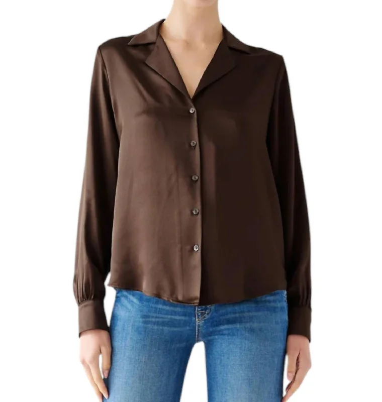 Soho Silk Blouse In Chocolate Modern Work Blouse