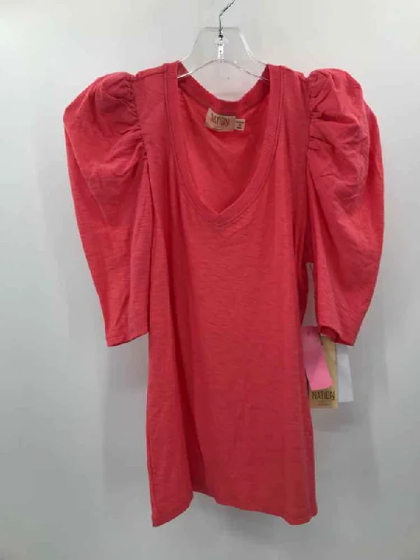 Pre-Owned Nation Pink Size Small T-shirt-- Chenille Fabric Brocade Fabric Lace Fabric