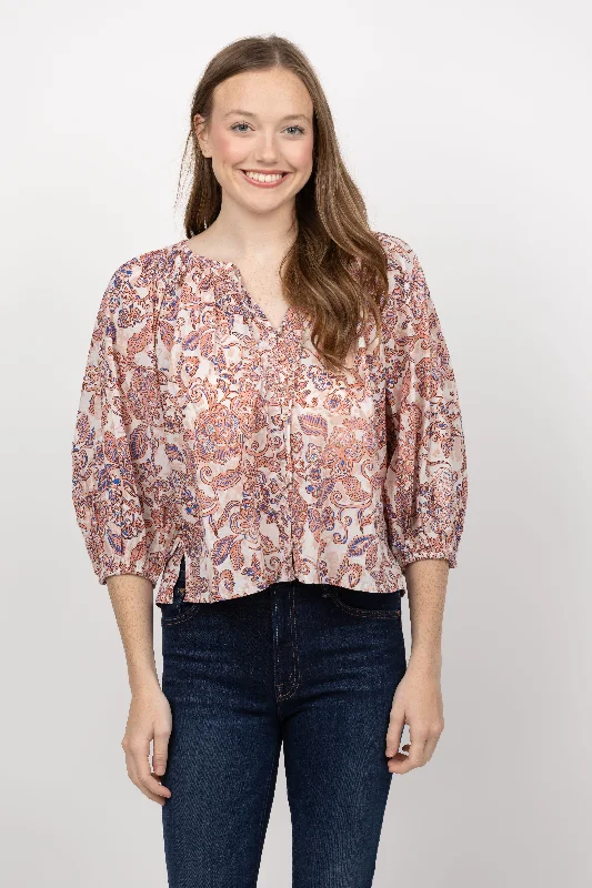 Cleobella Kyla Blouse in Amara Floral Semi-Sheer Blouse