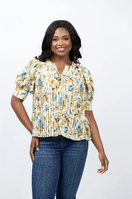 Ulla Johnson Marion Blouse in Floral Satin Drape Blouse
