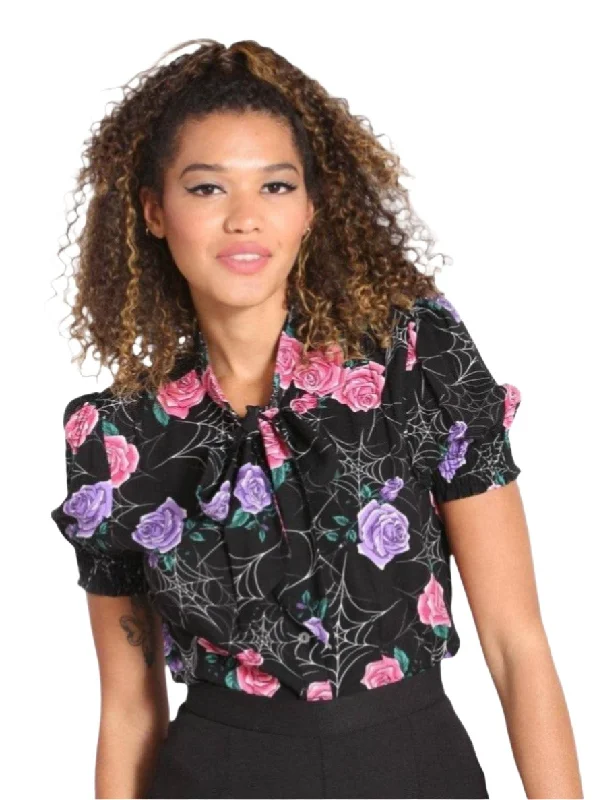 HELL BUNNY Eloise Spider Blouse Sleeveless Summer Blouse