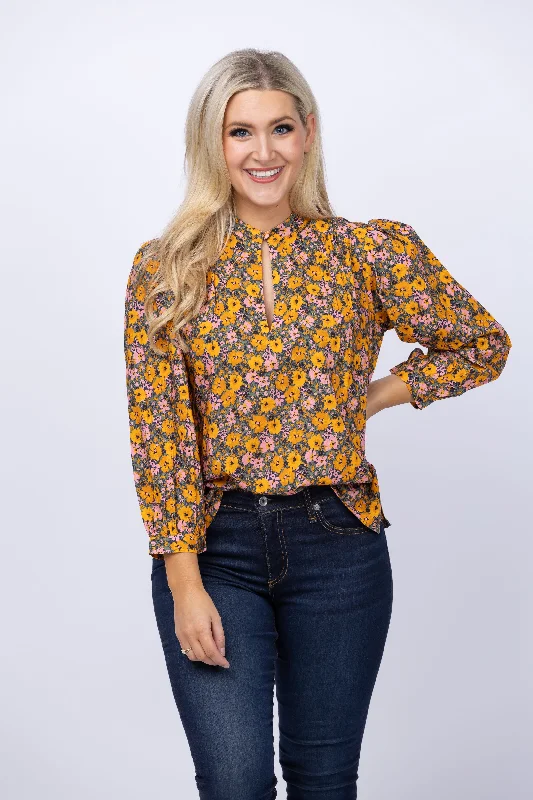 Trovata Bailey Blouse in Sunken Garden Elegant Silk Blouse