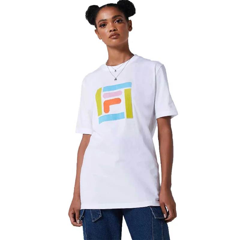 Fila Monique Grass Logo Women's T-Shirt White-- Solid Color Striped Floral