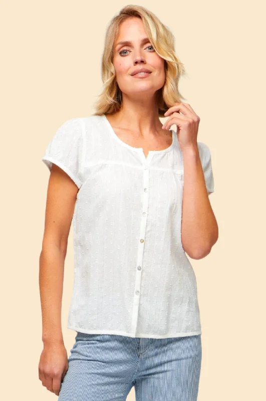 Lisbon Cotton Dobby Shirt | White-- Denim Fabric Leather Fabric Suede Fabric