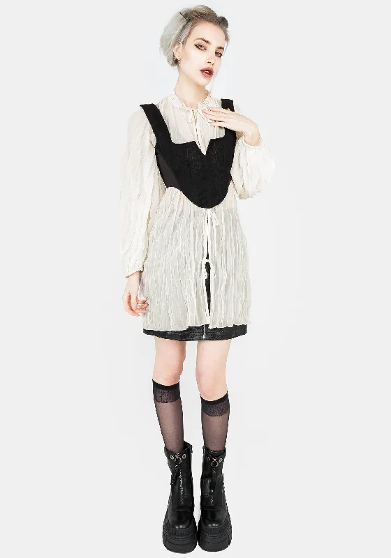 Villain Textured Blouse - White Peter Pan Blouse