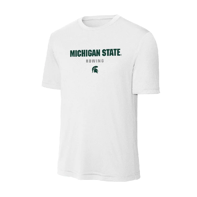 Michigan State - NCAA Women's Rowing : Jessica Vattimo - Activewear T-shirt-- Plaid T-Shirt Polka Dot Checkered