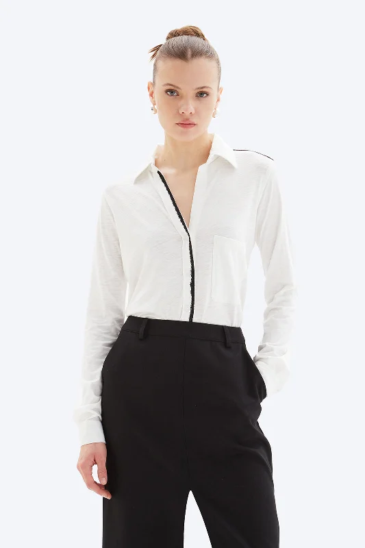 AMRAT TIPPED JERSEY BLOUSE Peter Pan Blouse