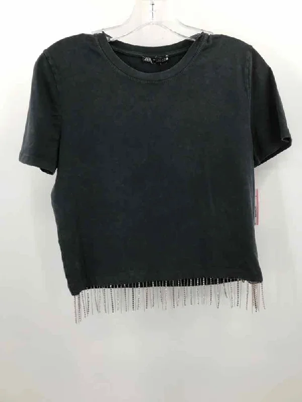Pre-Owned Zara Grey Size Small T-shirt-- Chenille Brocade Lace