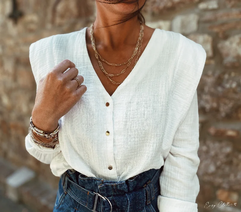 White Athea Blouse Satin Long Blouse
