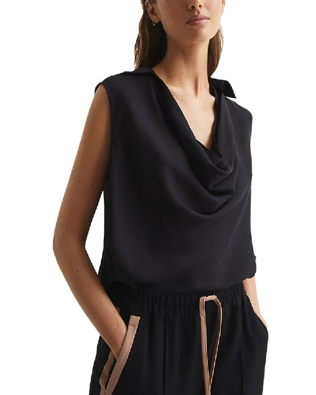 Reiss Ameliee Cowl Front Sleeveless Blouse Boho Chic Blouse