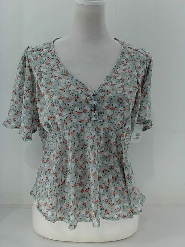 Active USA Women's Floral Blouse Size Medium Classic Striped Blouse