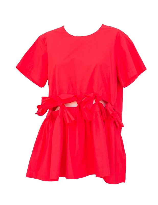 Women's Bari Blouse In Carmine Satin Drape Blouse