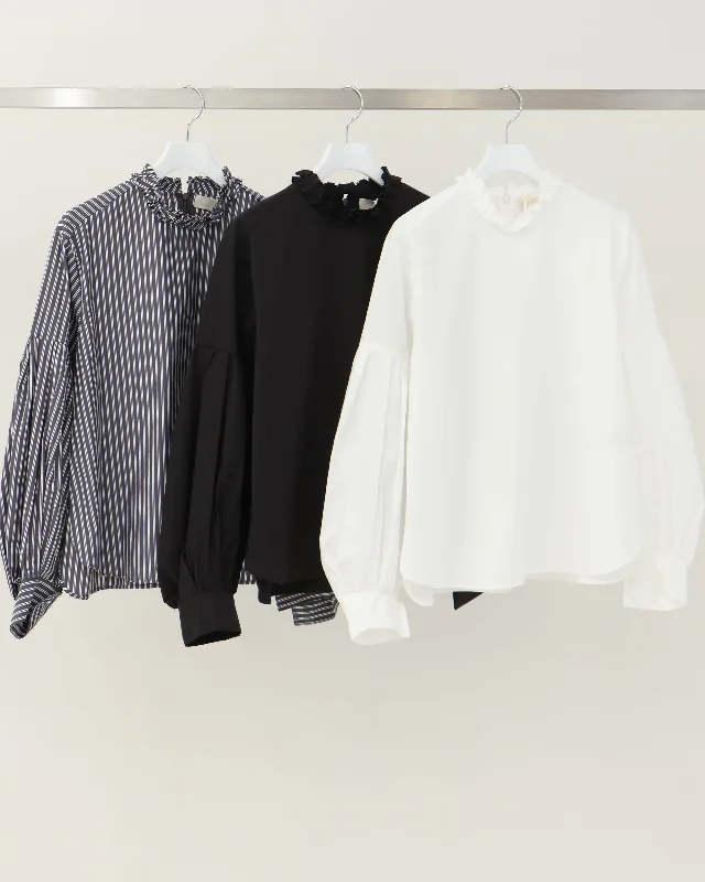 tuck frill volume sleeve blouse Lightweight Chiffon Blouse